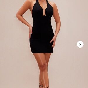 Fashion Nova Elegant Black Halter Mini Dress